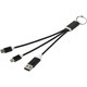 image 2 of 4 in 1 Recycled Aluminium Keyring Charging Cable - Solid Black - One Size