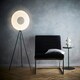 image 2 of Riley LED Tripod Floor Lamp White Fabric Shade and black tripod legs Black