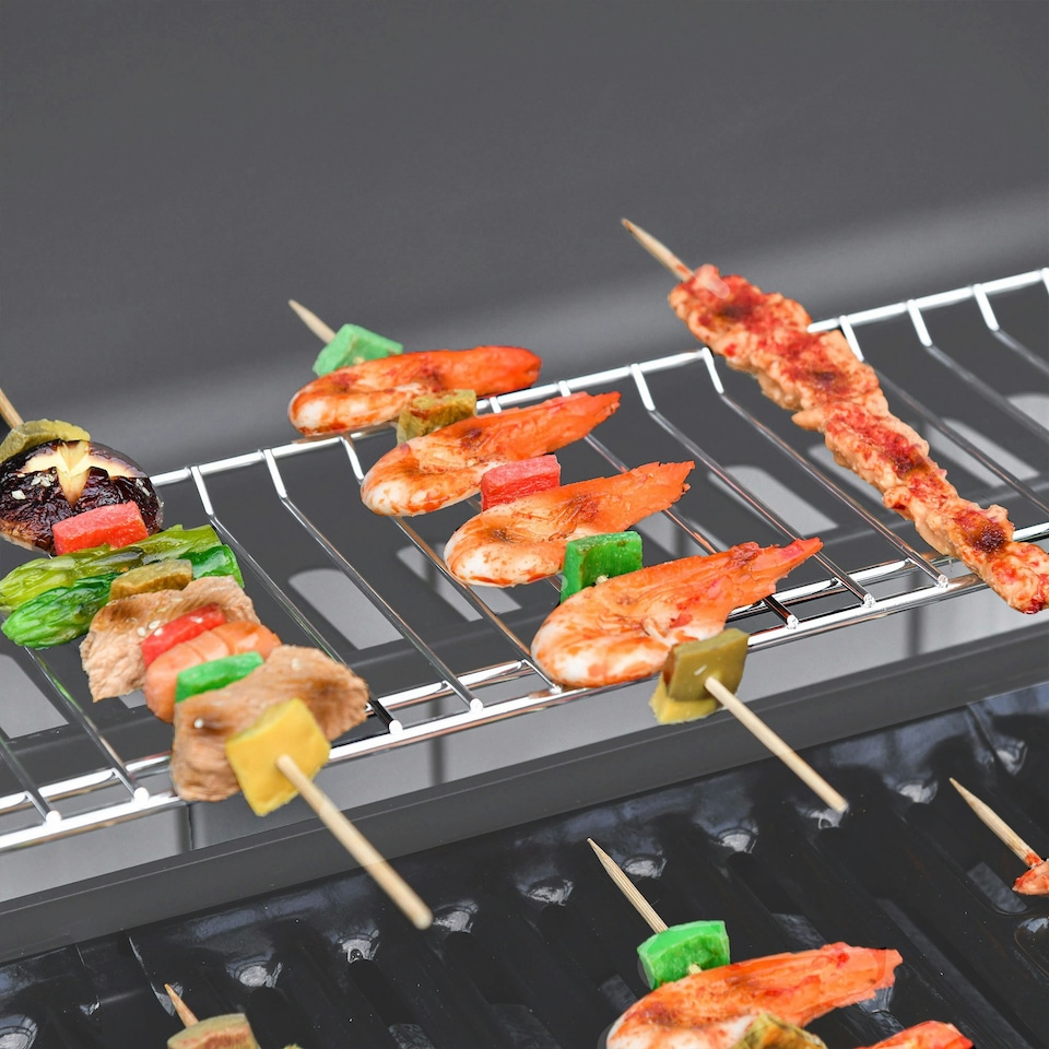 image 1 of Outsunny 6+1 Burner Gas BBQ Grill Garden Barbecue with Wheels, Cabinet Grey