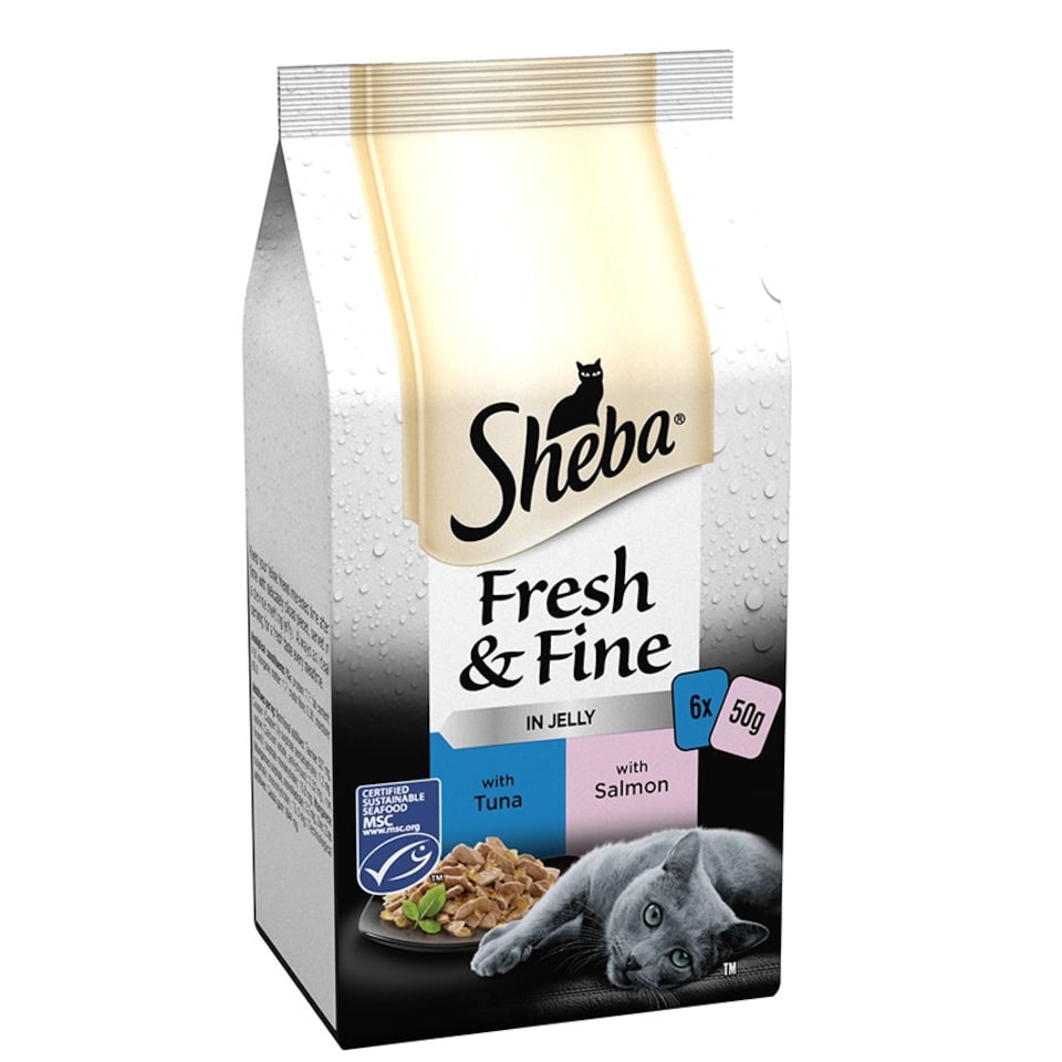 image 1 of Sheba Pouch Fresh and Fine Tuna and Salmon In Jelly 48 x 50g