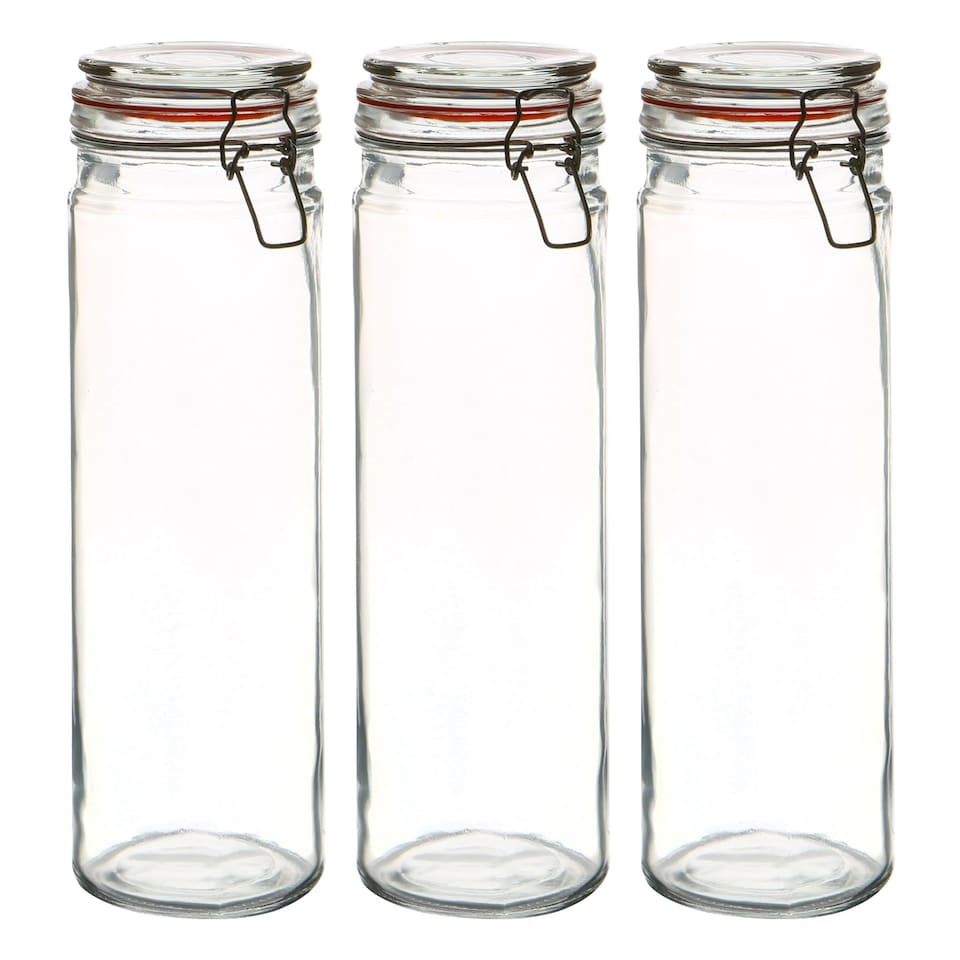image 1 of Argon Tableware Glass Spaghetti Jars - 2 Litre - Orange Seal - Pack of 6