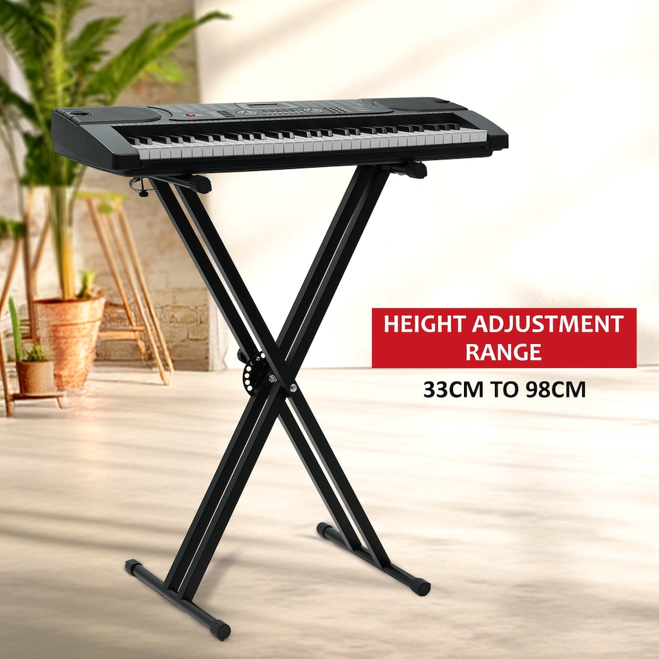 image 1 of X Frame Keyboard Stands Double Beam Music Electronic Keyboard Stand | Black