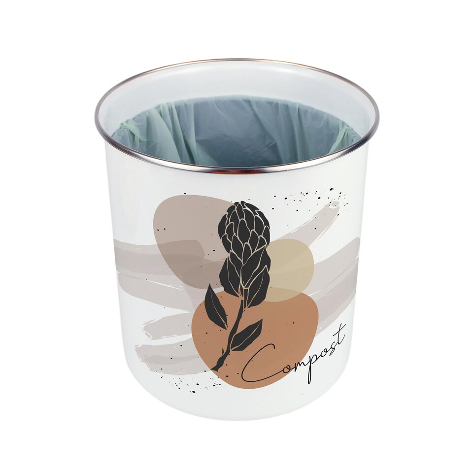 image 1 of Proteas Flowers Compost Caddy - Metal 2L Decorative Kitchen Food Waste Bin