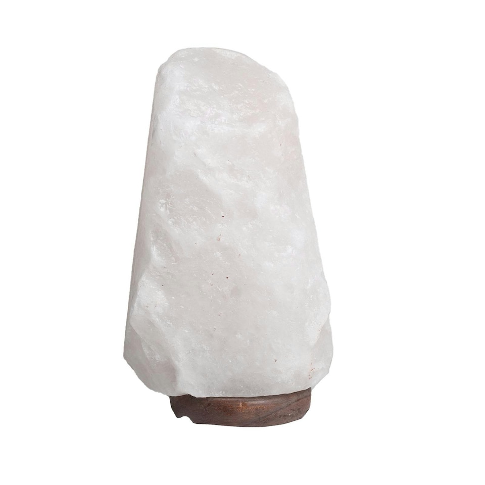image 1 of Haven Dimmable White Himalayan Salt Lamp on a Premium Wooden Base - Mood Light and Home Decor Accessory (Medium)