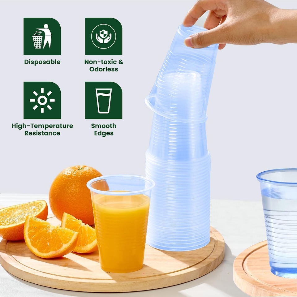 image 1 of ECONX 7oz Disposable Blue Vending Water Cooler Drinking Cups Plastic Strong Drinking Glasses 100pc