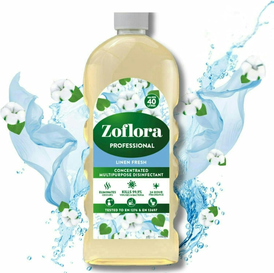 image 1 of Zoflora Concentrated Linen Fresh Disinfectant Liquid, 1 Litre, Powerful Antibacterial & Multi-Surface Cleaner, Kills 99.9% of Bacteria & Viruses