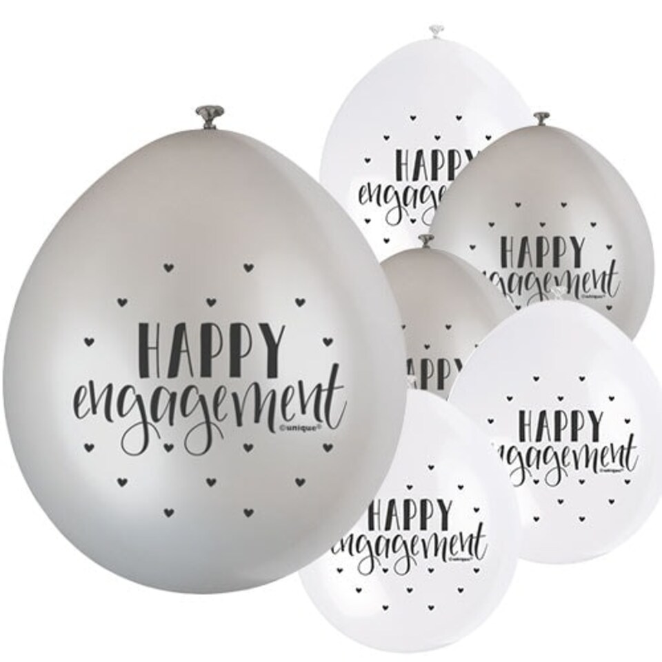 Happy Engagement Air Fill Biodegradable Latex Balloons 23cm / 9 in - Pack of 10