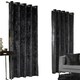 image 2 of Crushed Velvet Eyelet Curtains - Charcoal - 116 cm x 229 cm