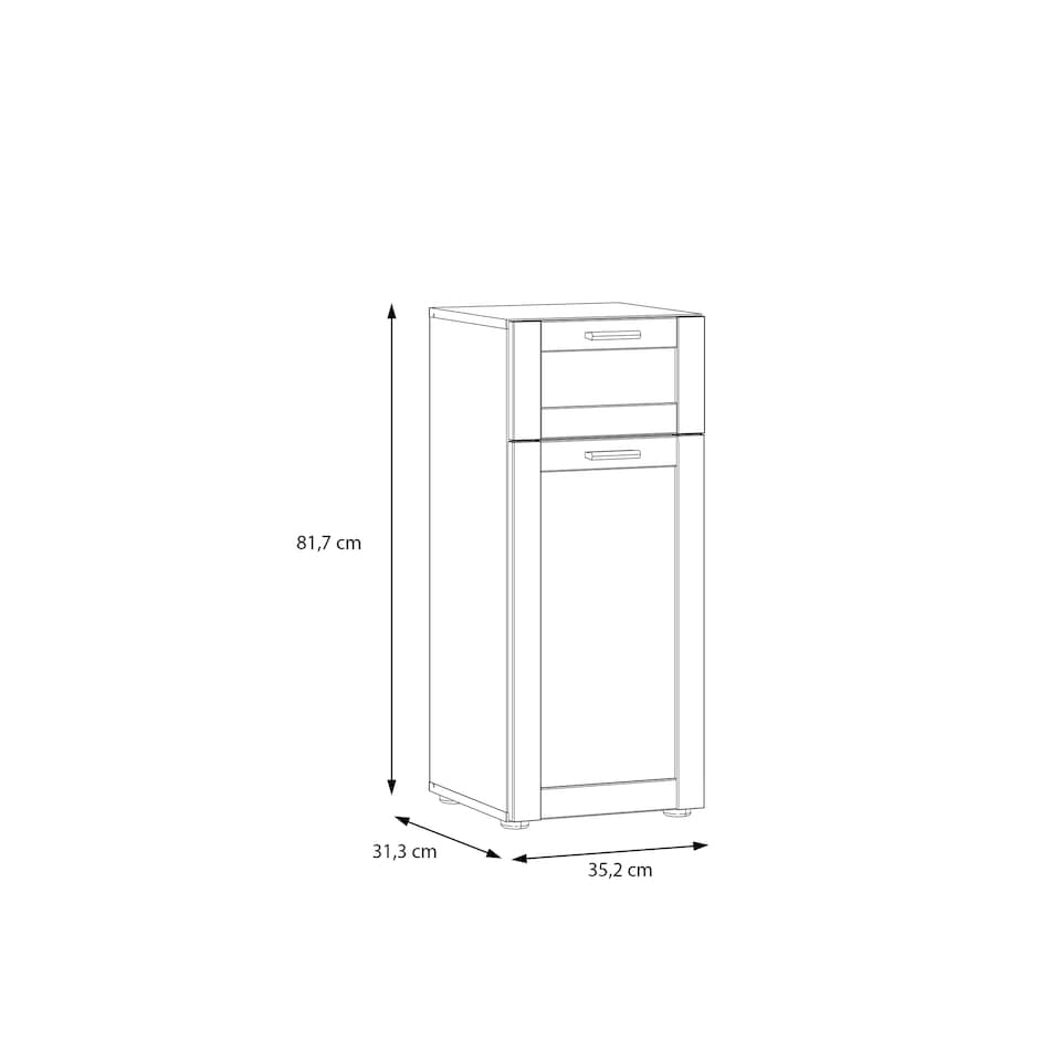 image 1 of Lokko Bathroom Storage Unit with 1 Door & 1 Drawer with Silver Handles in White