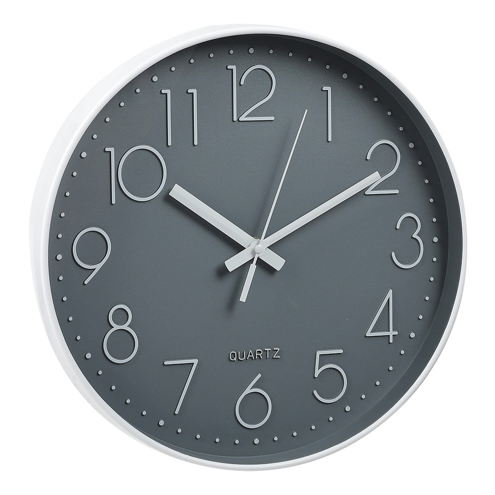 Living and Home 12-Inch Wall Clock with Arabic Numerals, Grey | Grey