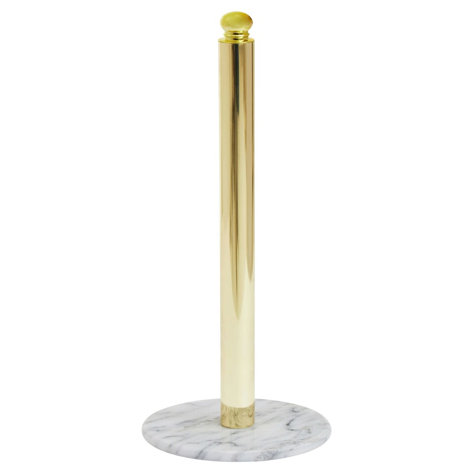image 1 of Interiors by Premier Stable Light Gold Large Toilet Roll Holder With Marble Base, Design Toilet Holder, Sturdy Roll Holder