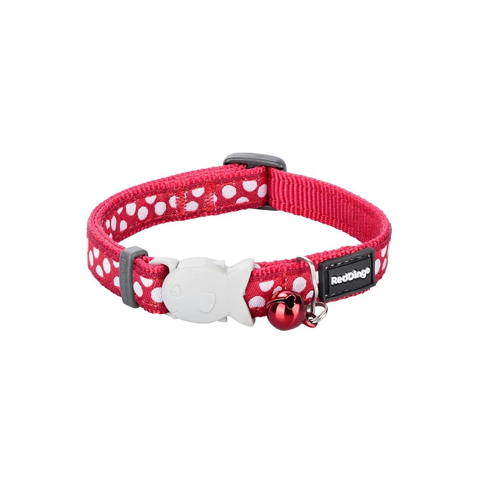 Cat Collar Design White Spots on Red Red | M