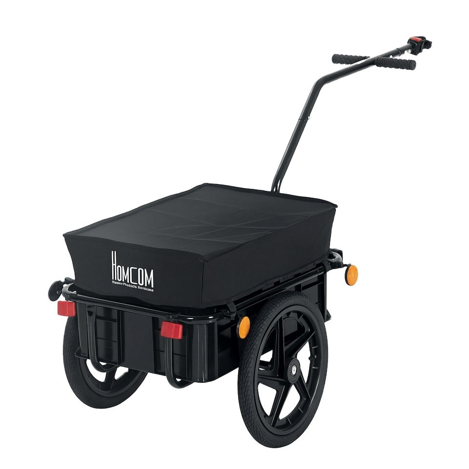 image 1 of HOMCOM Cargo Trailer Bike Trolley Cart with Handle Removable Rain Cover 70L