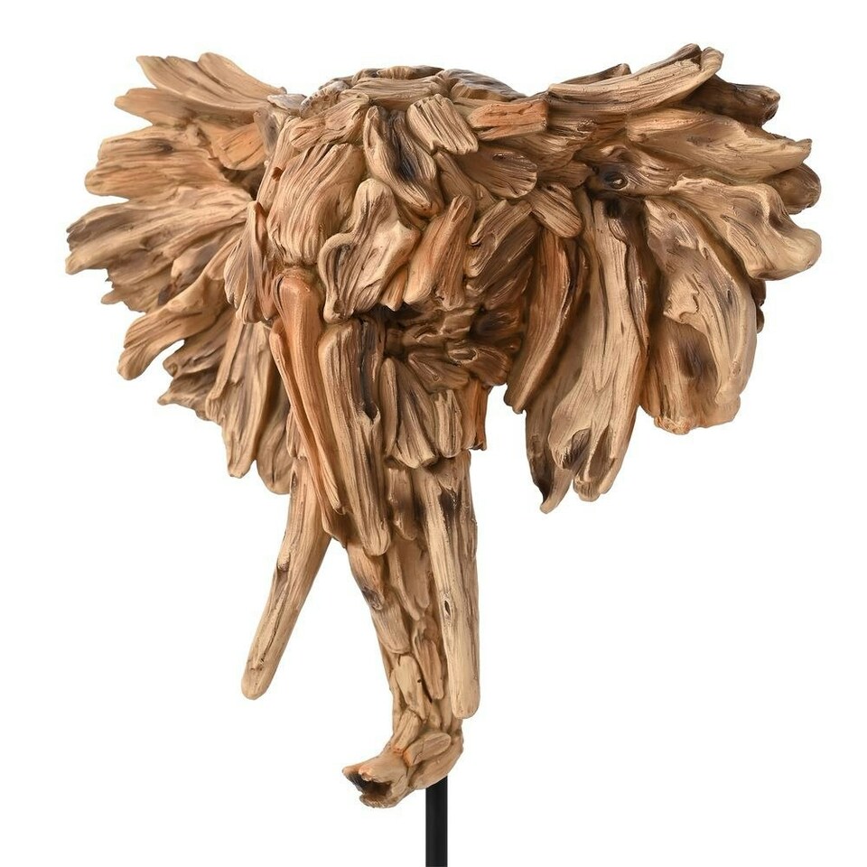 image 1 of Naturecraft Resin Driftwood Collection Elephant Head on a Stand | Brown