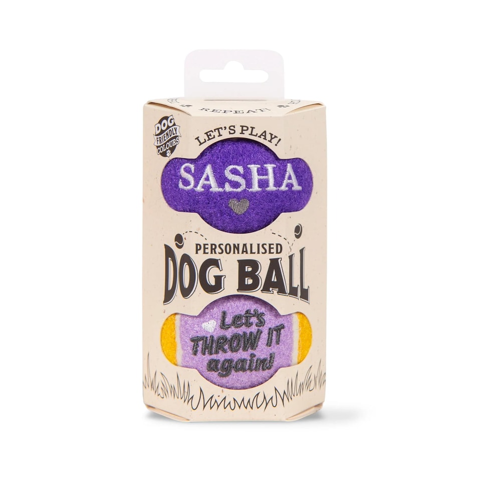 image 1 of Pre-Personalised Dog Ball Gift Pack 2pcs Purple Sasha