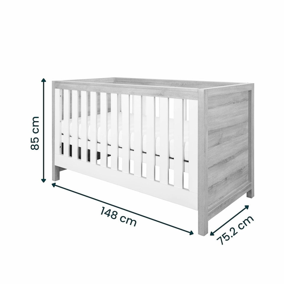 image 1 of Tutti Bambini Modena 3 in 1 Cot bed - Grey Ash/White