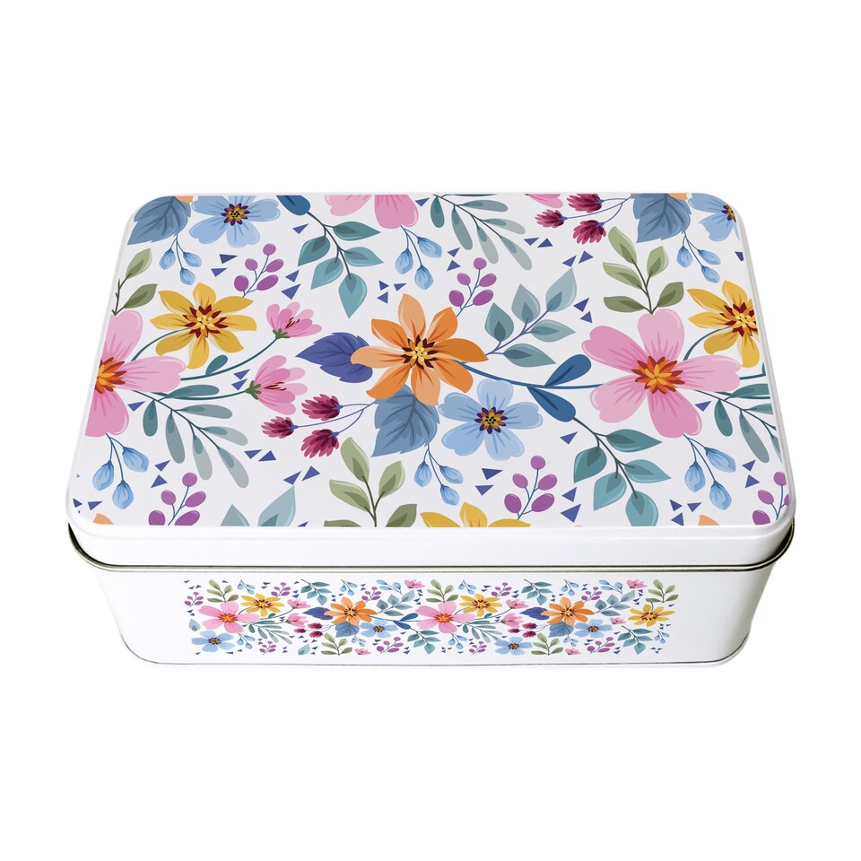 image 1 of Colourful Floral Storage Tin