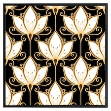 Black& gold floral pattern (Picture Frame) Black | XL