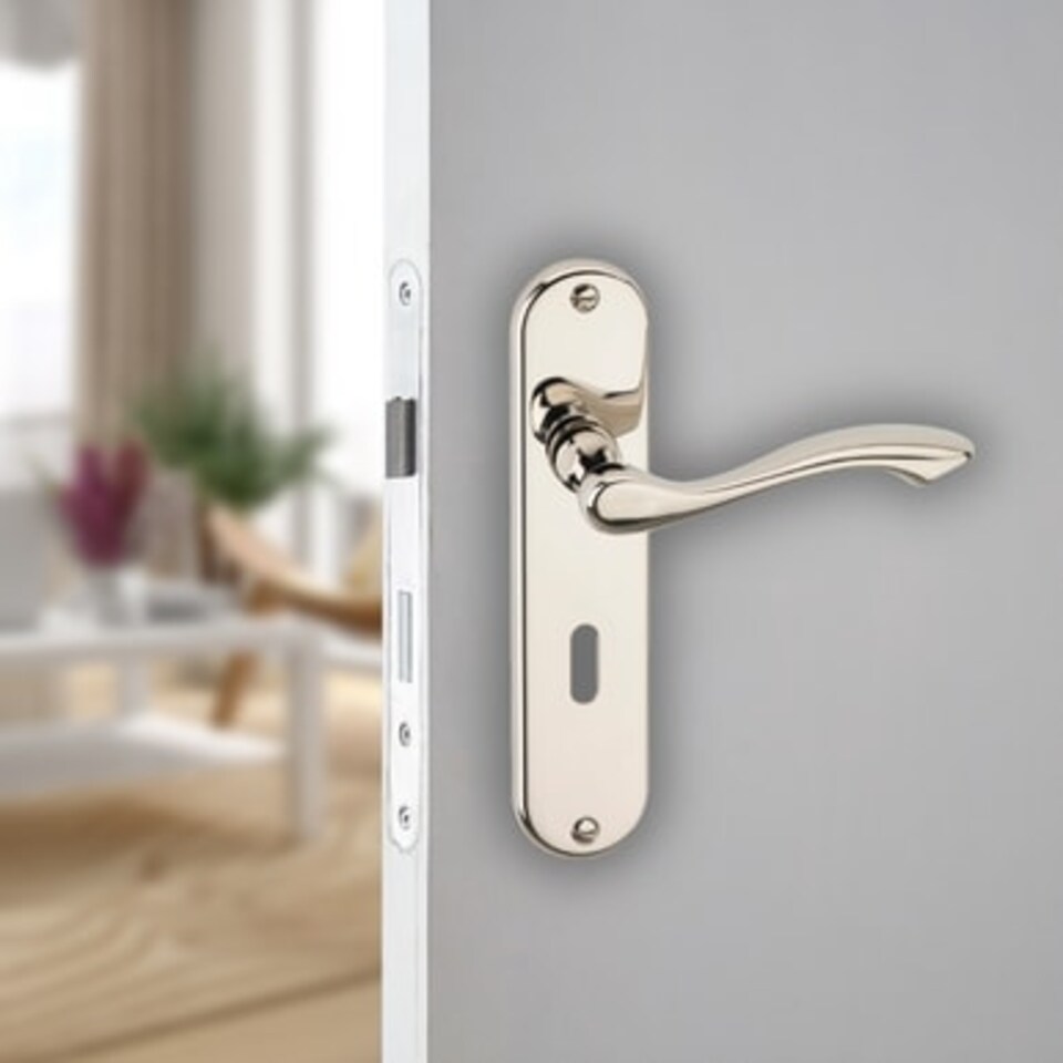 image 1 of Polished Nickel URFIC Kensington Lever Door Handles | Multi | Keyhole | 6