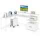 image 1 of COSTWAY L-shaped Desk Home Office Desk with File Drawer White