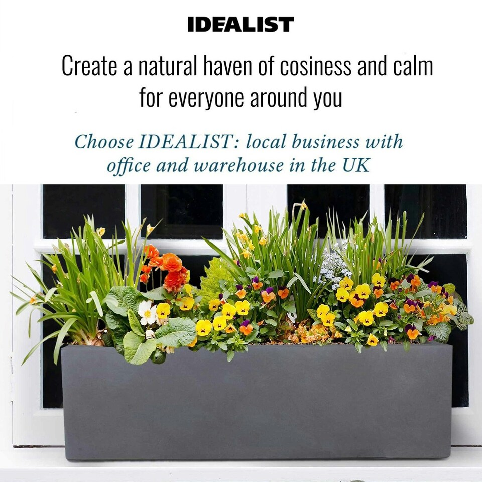image 1 of Window Box Light Concrete Dark Grey Garden Planter L60 W17 H17.5 cm, 18 ltrs Cap.