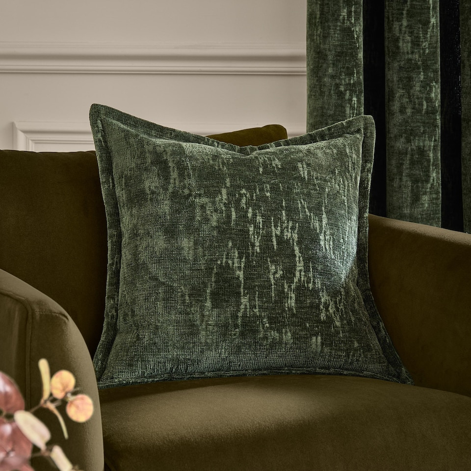 image 1 of Paoletti Aurelio Chenille Jacquard Polyester Filled Cushion, Emerald
