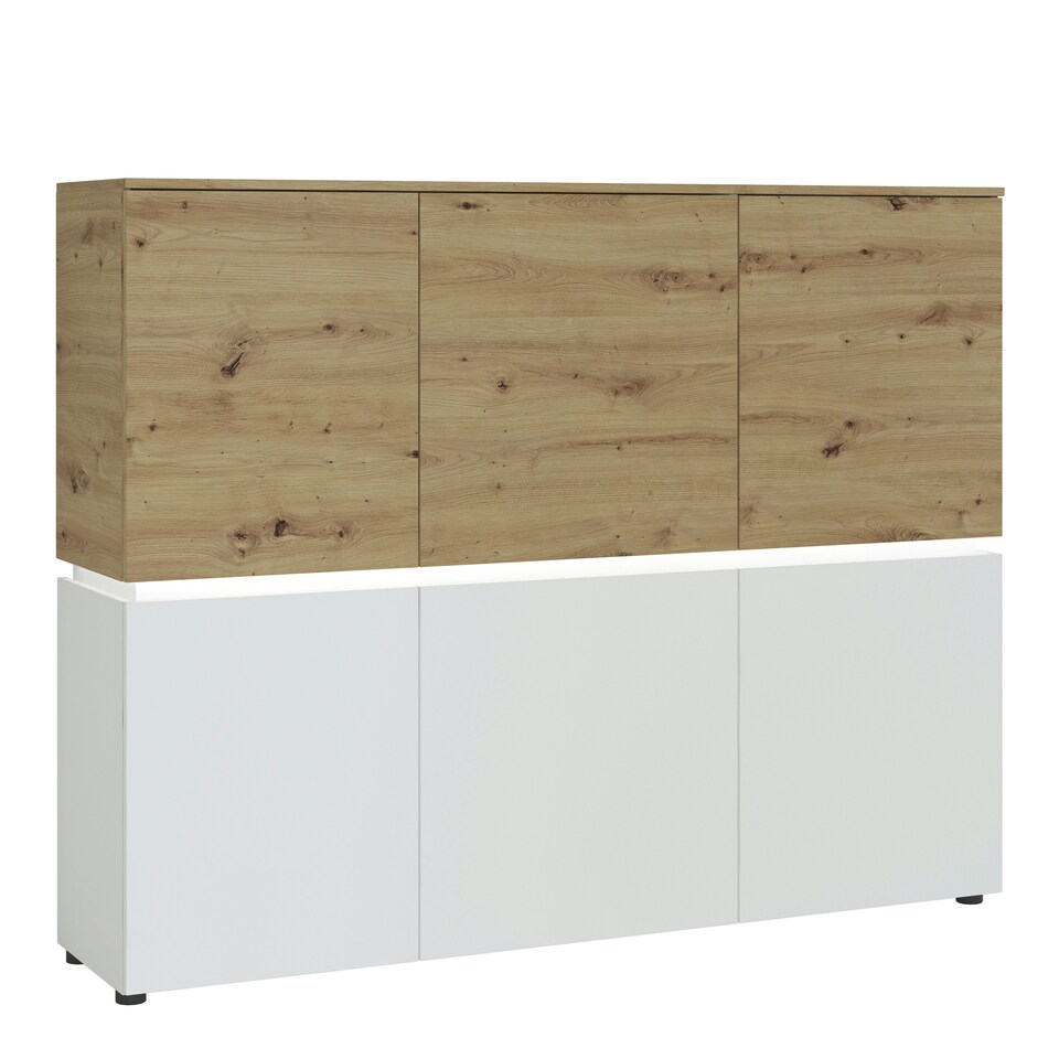 image 1 of Luci 6 Door Cabinet (including LED lighting) in White and Oak