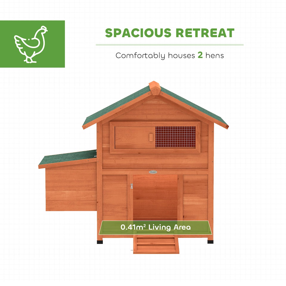 image 1 of PawHut Chicken Coop, Wooden Hen House with Nesting Box, Pull-Out Tray | Orange | 113.5 L cm x 67.5 W cm x 95.5 H cm