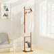 image 2 of Living and Home Wooden Slim Clothing Rack with Hooks | Multi