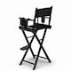 image 10 of Professional Black Wooden Folding Director Makeup Chair with 2 Storage Pouches | Black