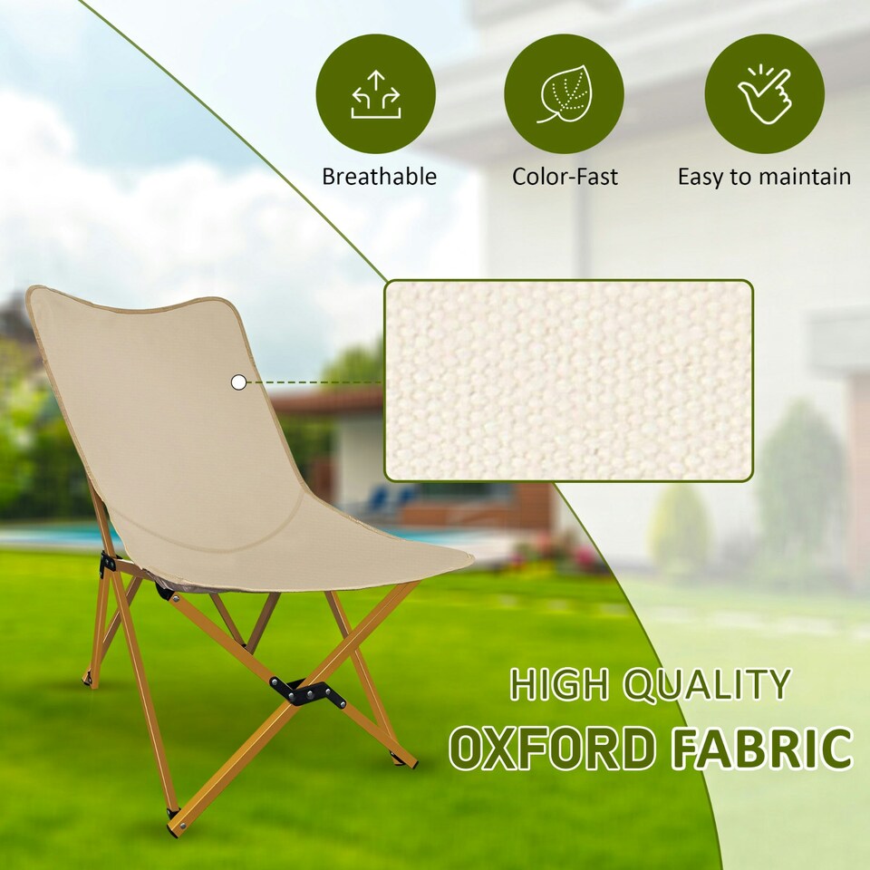 image 1 of Folding Camping Chair Portable Canvas Butterfly Chair for Adults Up to 150kg N/A