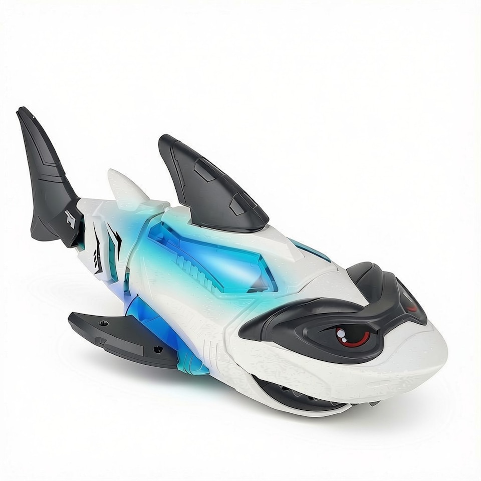 image 1 of Electric Crawling Shark Toy for Toddlers with Lights, Music, and Obstacle Avoidance