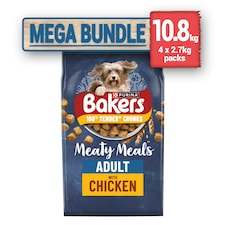 Bakers Meaty Meals Chicken Dry Dog Food 10.8Kg (Pack Of 4)