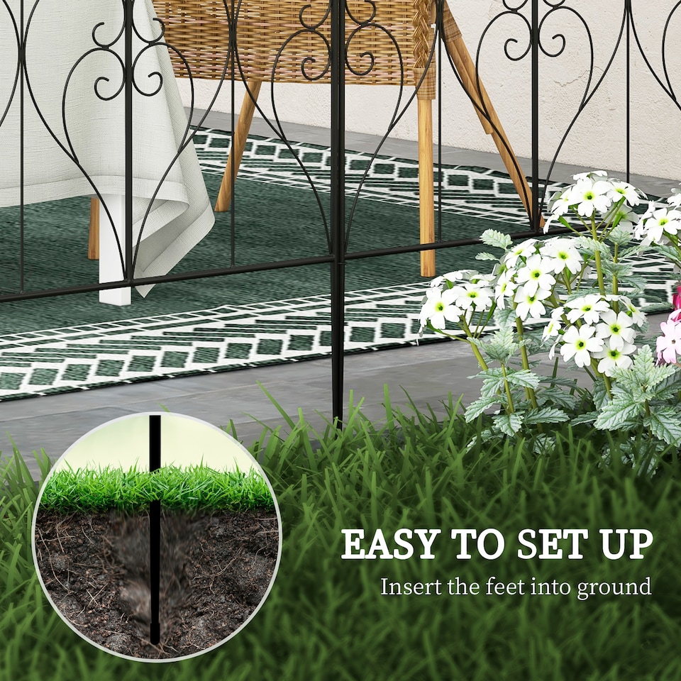 image 1 of Outsunny 5PCs Decorative Garden Fencing 32in x 10ft Metal Border Edging