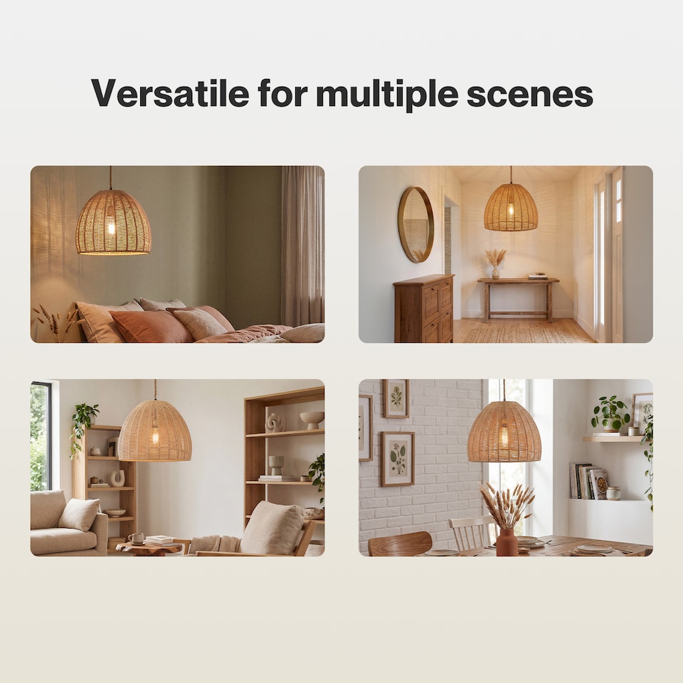 image 1 of Emitto Ceiling Light Shade Pendant Woven Lampshade Natural Lightshade Easy Fit