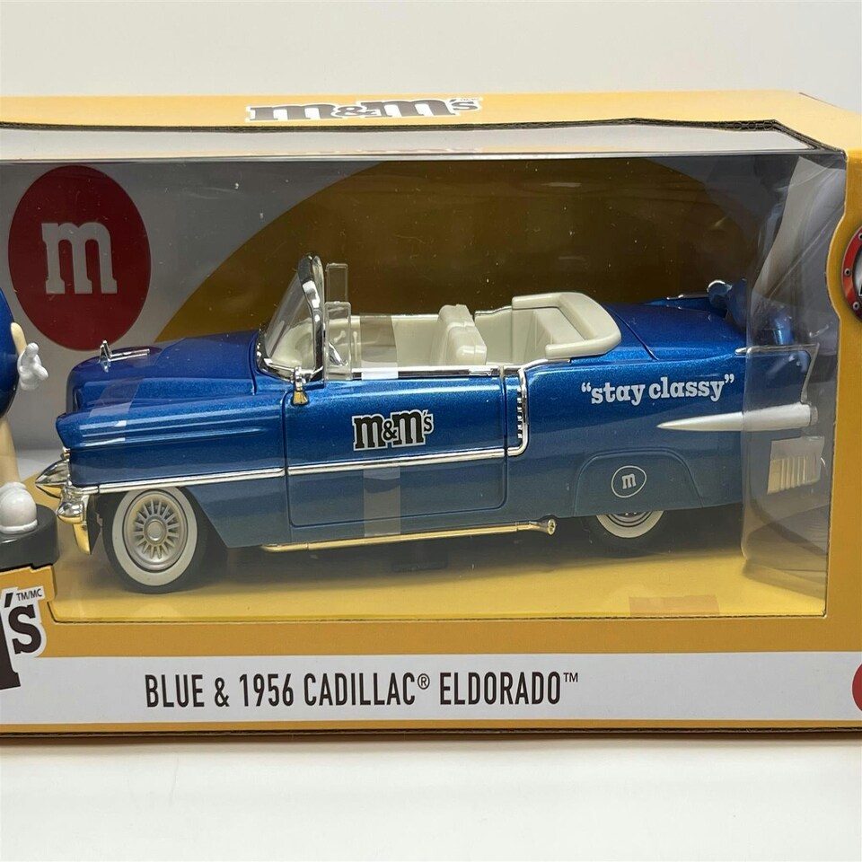 image 1 of M&M's Blue Figure and 1956 Cadillac Eldorado 1:24 Scale Jada 33726 253255067