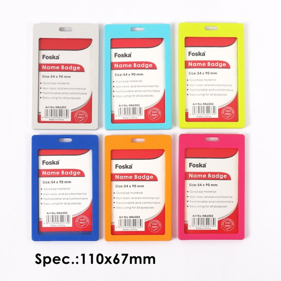 image 1 of Pack of 12 Assorted Colour Name Badge Holders - 54x90mm