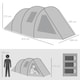 image 5 of Outsunny 3-4 Persons Tunnel Tent, Two Room Camping Tent w/ Windows, Black