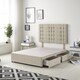 image 1 of Astoria Divan Bed Base with 2 Drawers & 30 Inch Diamante Headboard in Tweed Fabric | Brown | Natural | King