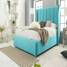 Temple Marble Superking Bed Frame - Teal
