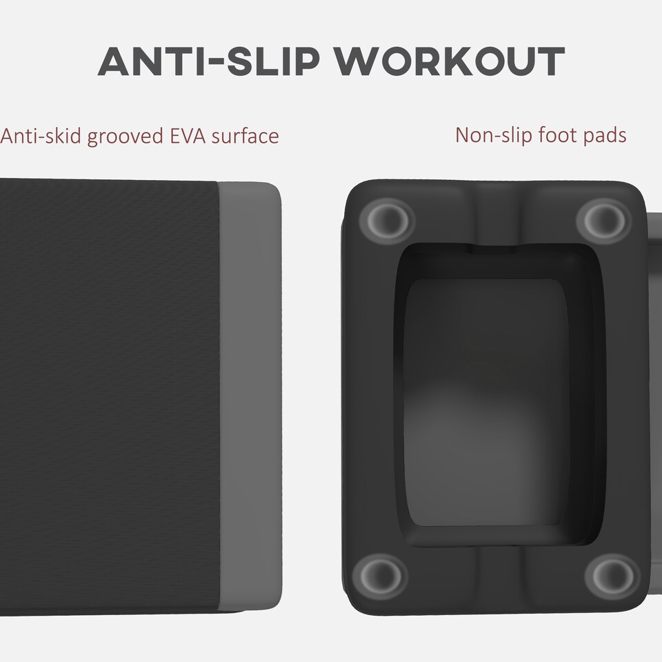 image 1 of SPORTNOW Fitness Stepper, 3-Height Adjustable Aerobic Step, Non-Slip Exercise Step Board for Home Gym Office Workout, 10.5cm, 15.5cm, 20.5cm, Grey | Grey