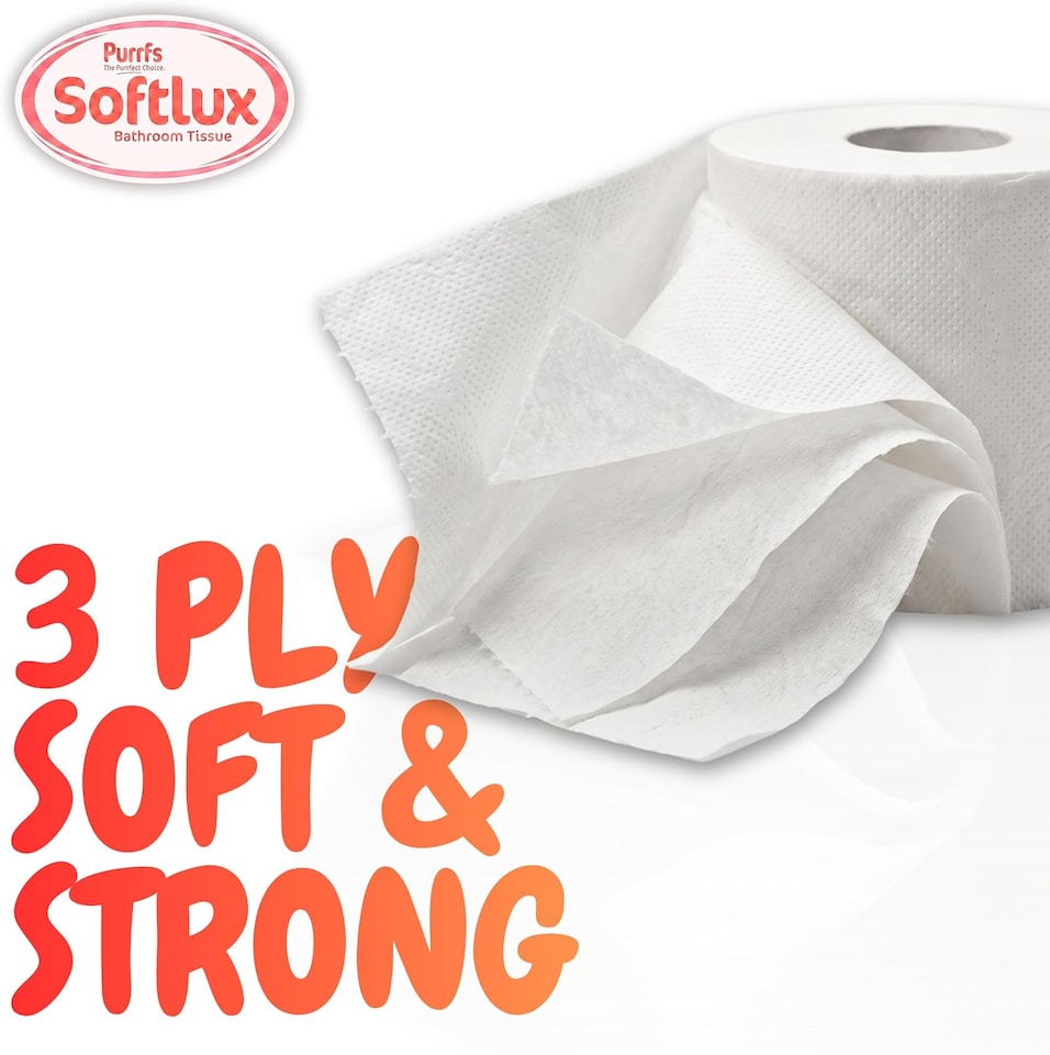 image 1 of Softlux Purrfs 3-Ply, Lavender Scented Quilted & Embossed Toilet Paper, Ultra Soft, Strong & Skin Kind, Premium Bathroom Tissue, 100% Virgin Pulp, Bulk Pack 9 Loo Rolls