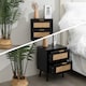image 6 of Modern Black Rattan Bedside Table with 2 Drawers - Bedside Cabinet for Bedroom & Living Room (W40 x D30 x H52cm)