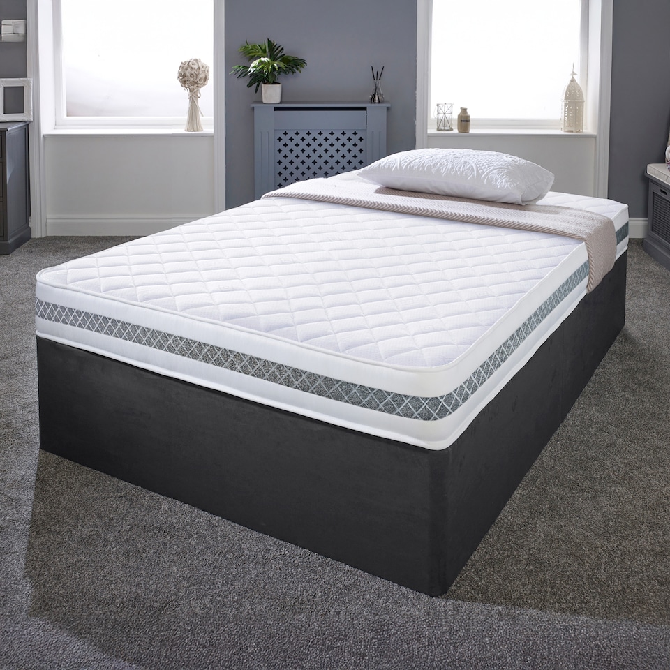 image 1 of Diamond 3D Memory Foam and Spring Hybrid Mattress Breathable CoolTouch Surface | White | Double