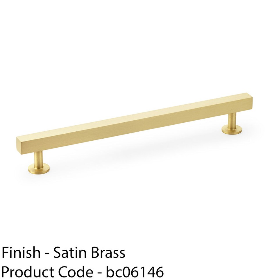 image 1 of Straight Square Bar Pull Handle - Satin Brass 192mm Centres SOLID BRASS Drawer