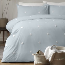 Appletree Dot Garden Duvet Cover Set Duck Egg with White Dots