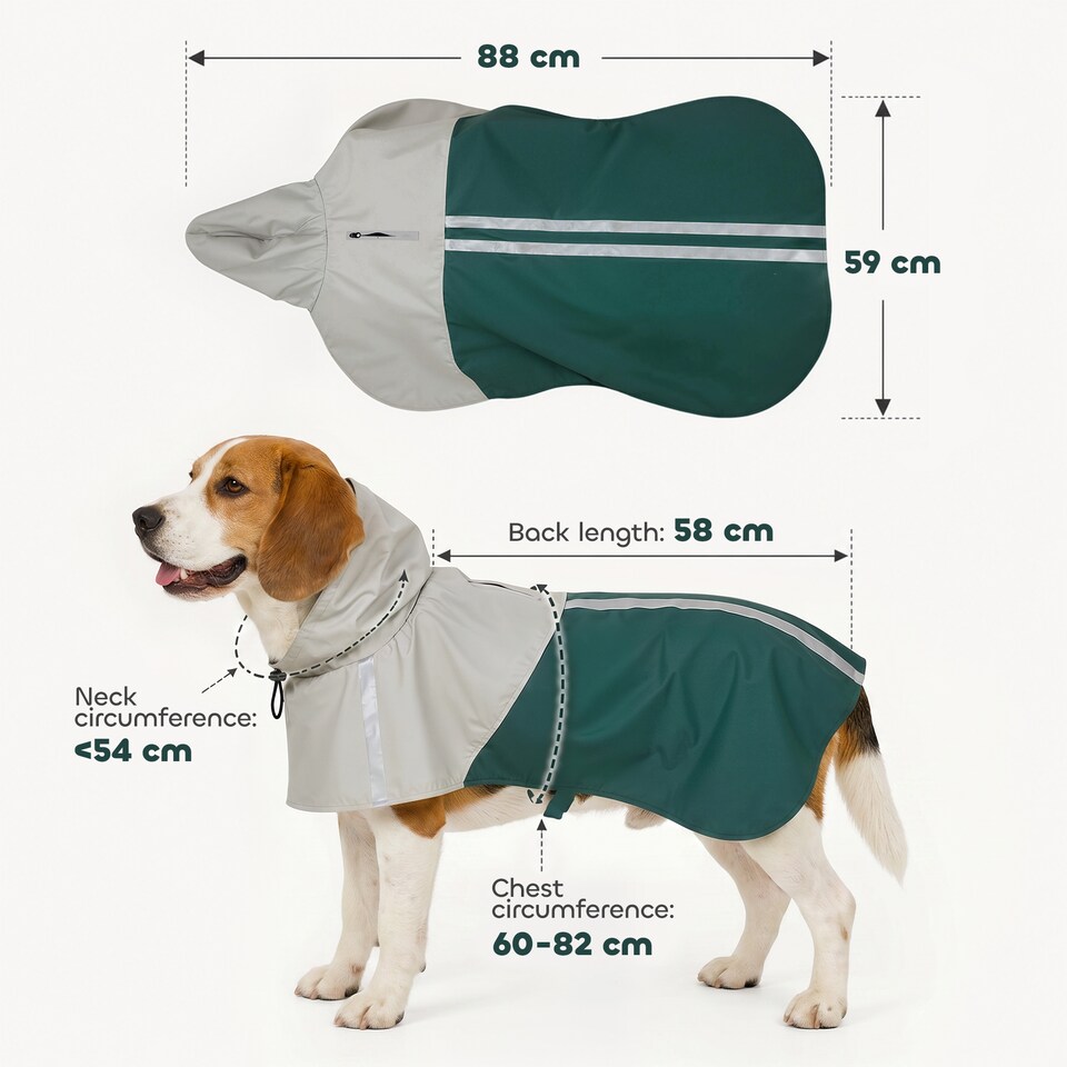 image 1 of PawHut Dog Raincoat with Hood, Dog Rain Jacket, for Medium Dogs, M