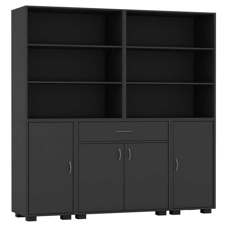 image 1 of Multi-Compartment Cabinet with 3-Tier Bookshelves and 1-Drawer Grey | Unit Colour: Grey