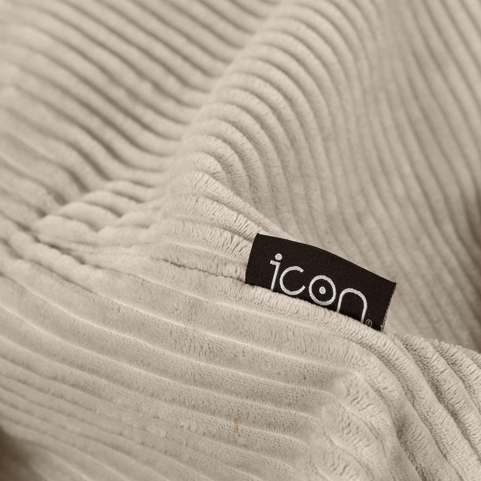 image 1 of icon Dalton Cord Adults Bean Bag Recliner and Pouffe, Ready Filled Beanbag and Footstool Stone Beige