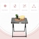image 4 of Outsunny Folding Square Rattan Coffee Table w/ Steel Frame Bistro Garden Grey